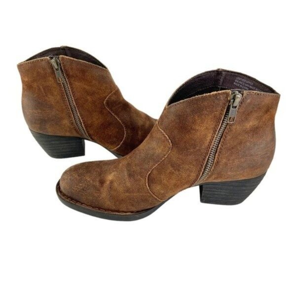 Born Michel Short Western Distressed Suede Ankle Boot in Brown - Picture 3 of 9